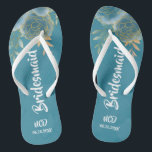 Turquoise and Gold Floral Bridesmaid Favour Flip Flops<br><div class="desc">You will love this dark turquoise and gold watercolor florals outlined in gold foil textures. Great for bridesmaid Gifts!</div>