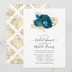 Turquoise and Gold Floral Virtual Bridal Shower Invitation