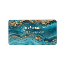 Turquoise and Gold Glitter Agate