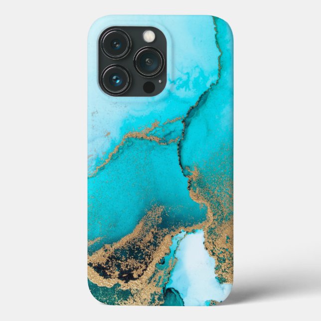 Turquoise and Gold Marble  Case-Mate iPhone Case (Back)