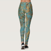 Turquoise and Gold, Marbled. Leggings (Back)