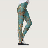 Turquoise and Gold, Marbled. Leggings (Right)