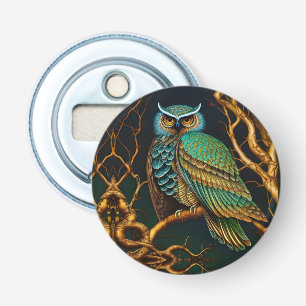 Turquoise and Gold Owl Bottle Opener