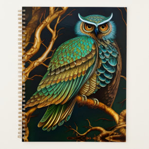 Turquoise and Gold Owl Planner