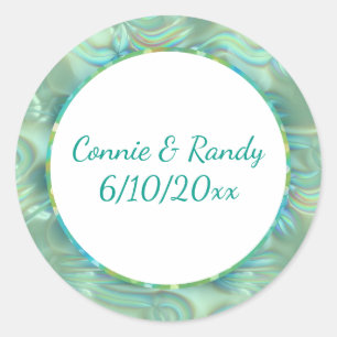 Turquoise and Gold Pattern Monogram Sticker Opal