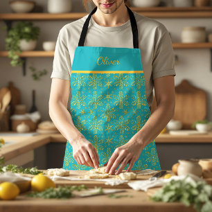 Turquoise and Gold Personalised Apron