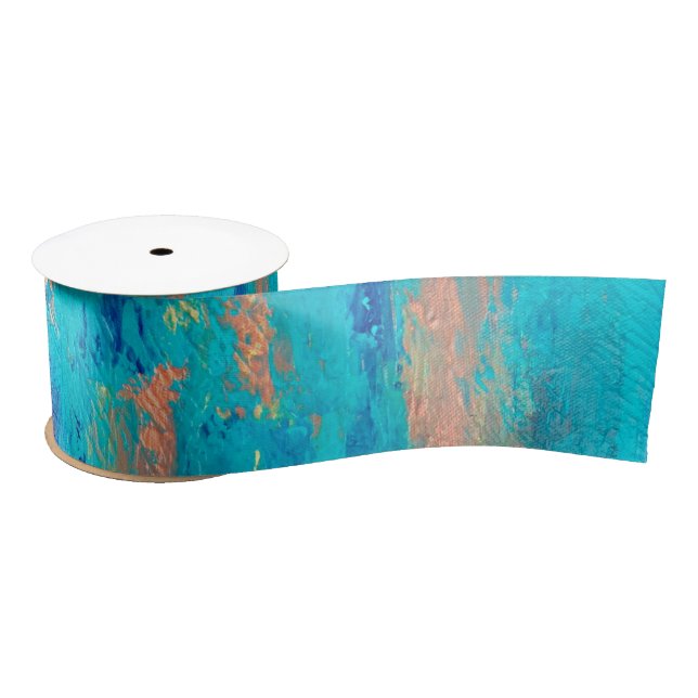 Turquoise and Gold Ribbon Satin Ribbon (Spool)