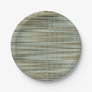 Turquoise and Gold Striped Pattern Paper Plate