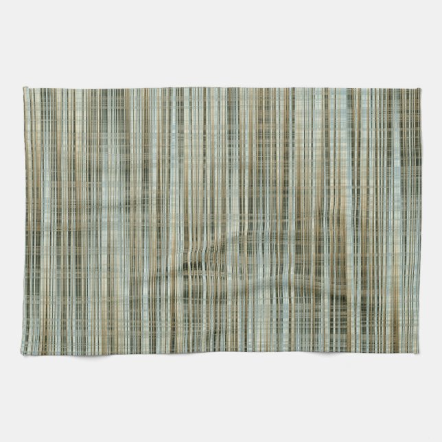 Turquoise and Gold Striped Pattern Tea Towel (Horizontal)