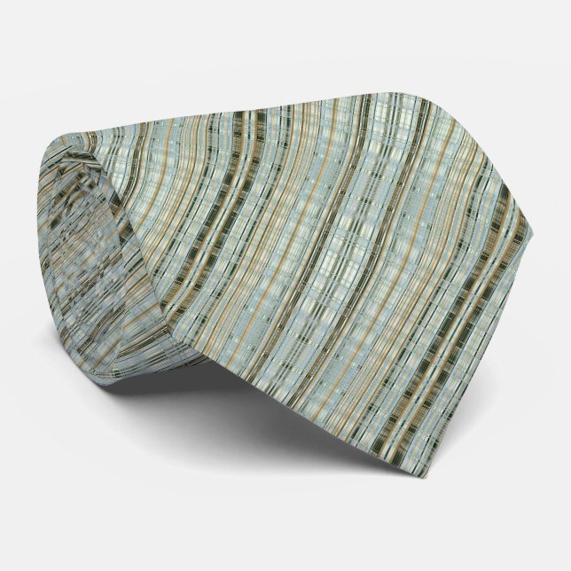 Turquoise and Gold Striped Pattern  Tie (Rolled)