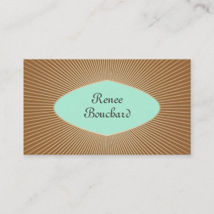 Turquoise and Gold Sunburst Retro Fashion Boutique Business Card