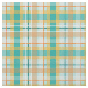 turquoise and gold tartan plaid fabric