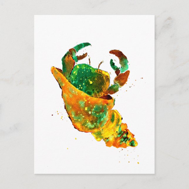 Turquoise and Golden Hermit Crab Postcard (Front)
