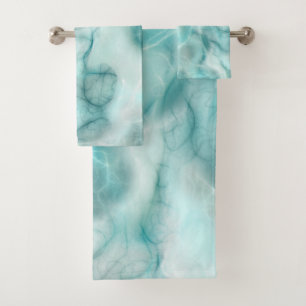 Turquoise and gray Marble abstract Bath Towel Set
