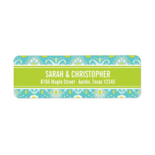 Turquoise and Green Abstract Ikat