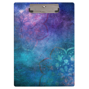 Turquoise and Green Elegant Lotus Flower Clipboard