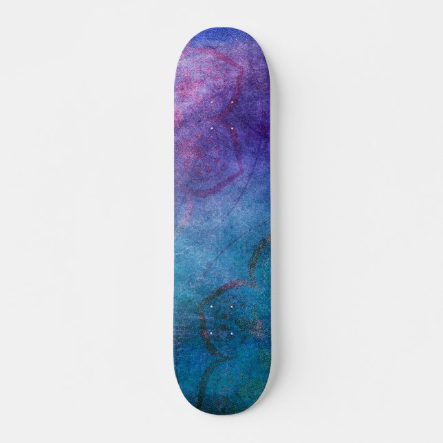 Turquoise and Green Elegant Lotus Flower Skateboard (Front)