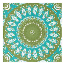 Turquoise and green Feather Mandala