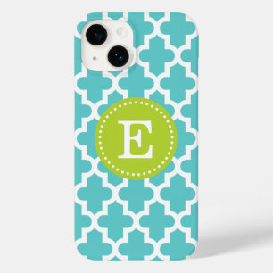Turquoise and Green Modern Moroccan Monogram Case-Mate iPhone 14 Case