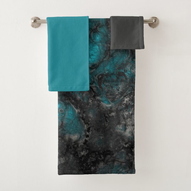Turquoise and Grey   Bath Towel Set (Insitu)