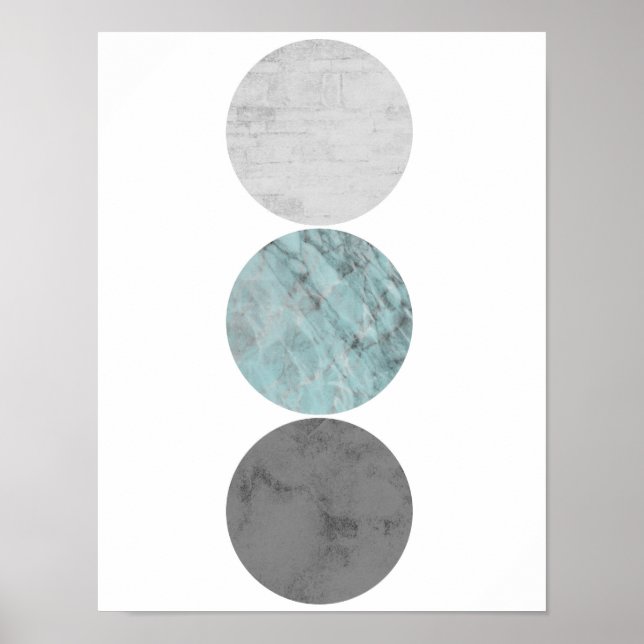 Turquoise and grey circles poster (Front)