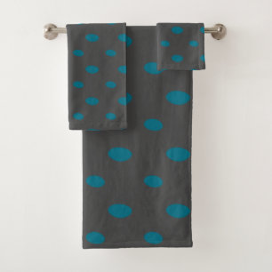 Turquoise and Grey Geometric Bath Towel Set