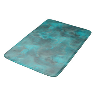 Turquoise and grey Marble abstract Bath Mat