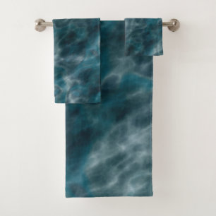 Turquoise and grey water bath towel set