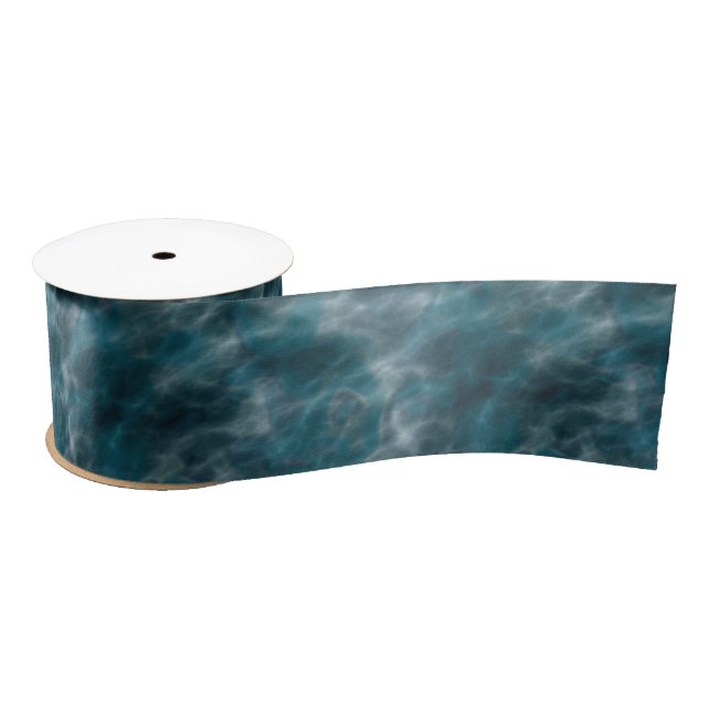 Turquoise and grey water  satin ribbon (Spool)