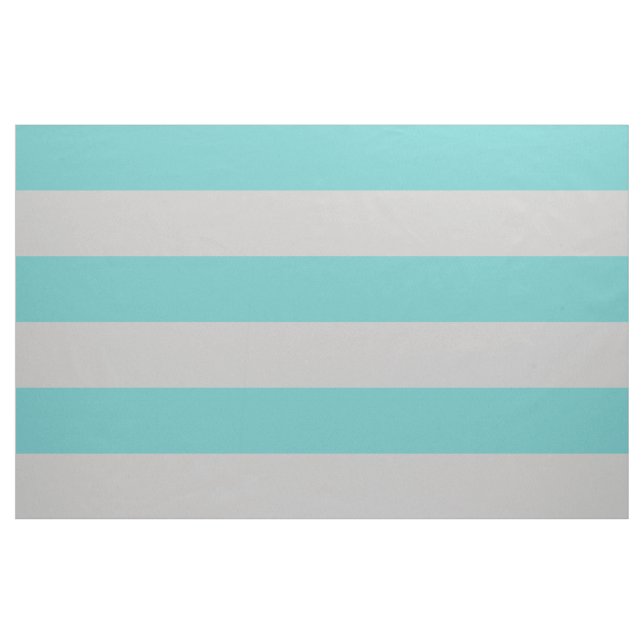 Turquoise and Grey Wide Stripes Large Scale Fabric (Yard)