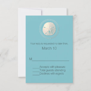 Turquoise and Ivory Sand Dollar Response Card