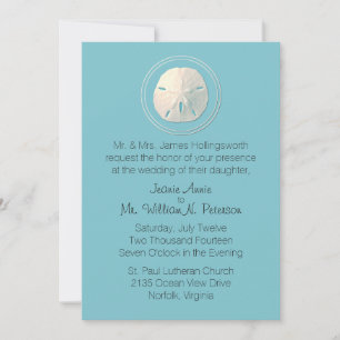 Turquoise and Ivory Sand Dollar Wedding Invitation