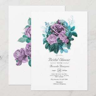 Turquoise and Lavender Floral Bridal Shower Invitation