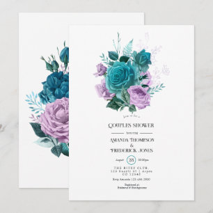 Turquoise and Lavender Floral Couples Shower Invitation