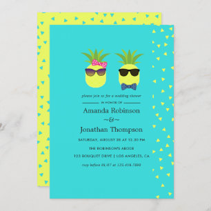 Turquoise and Lemon fun Pineapple Wedding Shower Invitation