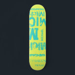 Turquoise and Lemon Grunge Typography Word Cloud Skateboard<br><div class="desc">The effect of this trendy street text based design depends on the length of your name. Select "Click to customize further" at the bottom of the "Personalize this template" to get the look you want. You can make the background and/or text any color you want as well. Have fun creating....</div>