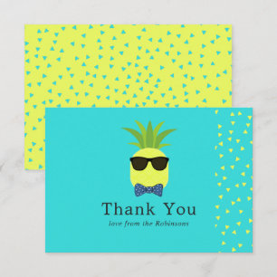 Turquoise and Lemon Pineapples Bar Mitzvah Thank You Card