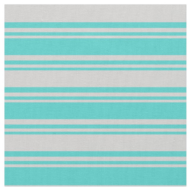 Turquoise and Light Grey Coloured Lines Fabric (Close Up)