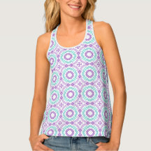 Turquoise and Lilac Pattern Women's Tank Top