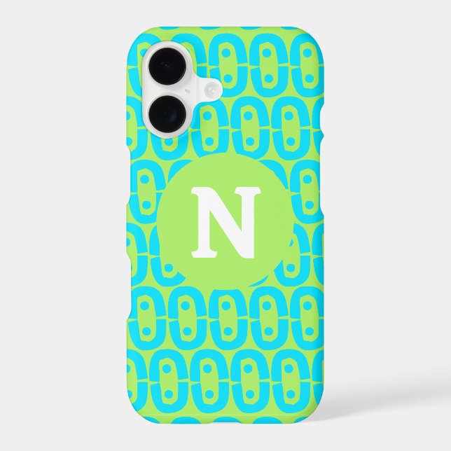 Turquoise and Lime Green Geometric Pattern (Back)