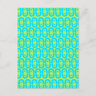 Turquoise and Lime Green Geometric Pattern Announcement Postcard