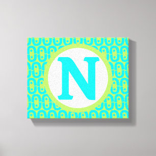 Turquoise and Lime Green Geometric Pattern Canvas Print