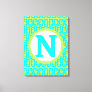 Turquoise and Lime Green Geometric Pattern Canvas Print