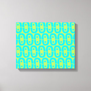 Turquoise and Lime Green Geometric Pattern Canvas Print