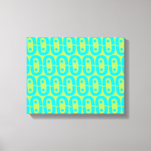 Turquoise and Lime Green Geometric Pattern Canvas Print (Front)
