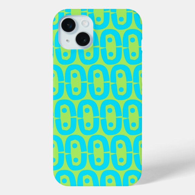 Turquoise and Lime Green Geometric Pattern Case-Mate iPhone Case (Back)