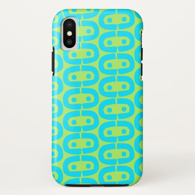 Turquoise and Lime Green Geometric Pattern Case-Mate iPhone Case (Back)