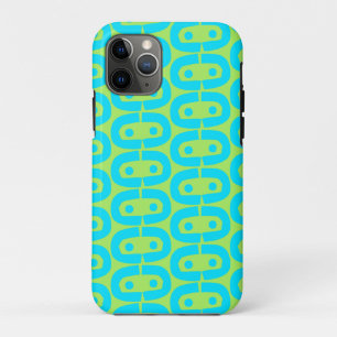 Turquoise and Lime Green Geometric Pattern iPhone 11 Pro Case