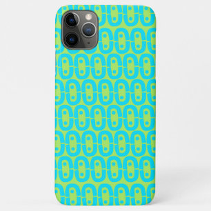 Turquoise and Lime Green Geometric Pattern iPhone 11 Pro Max Case