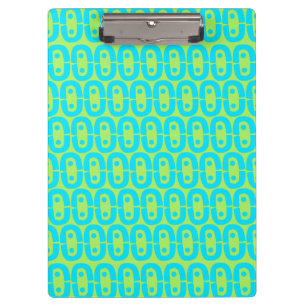 Turquoise and Lime Green Geometric Pattern Clipboard